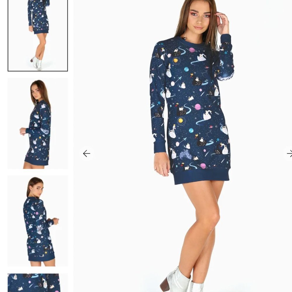 SOLD- Pugs on a Swan Sweater Dress